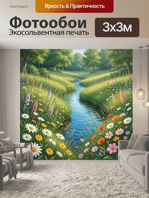 Фотообои Цветущий ручей в лесу