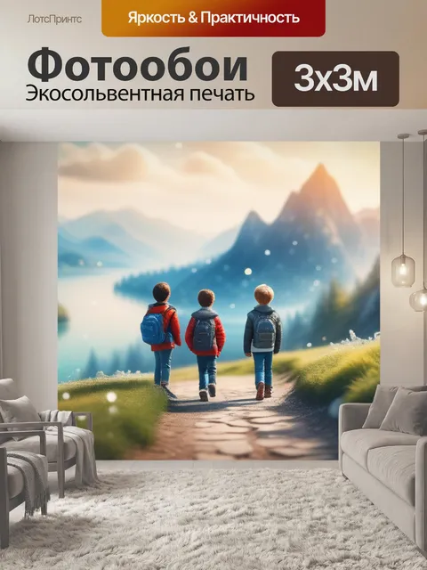 Фотообои пейзаж с детьми карандашом крутой