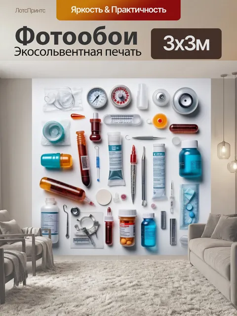 Фотообои таблетка, мазь, стетоскоп