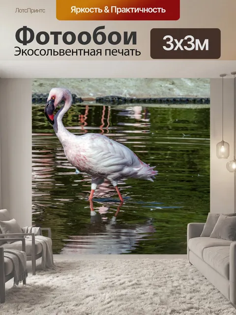 Фотообои розовый фламинго