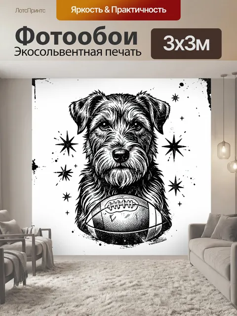 Фотообои Собака с мячом среди звезд