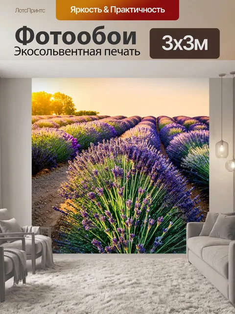 Фотообои лавандовое поле на закате