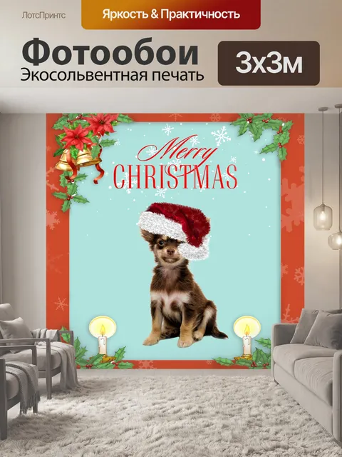 Фотообои Рождественская собака в шляпе