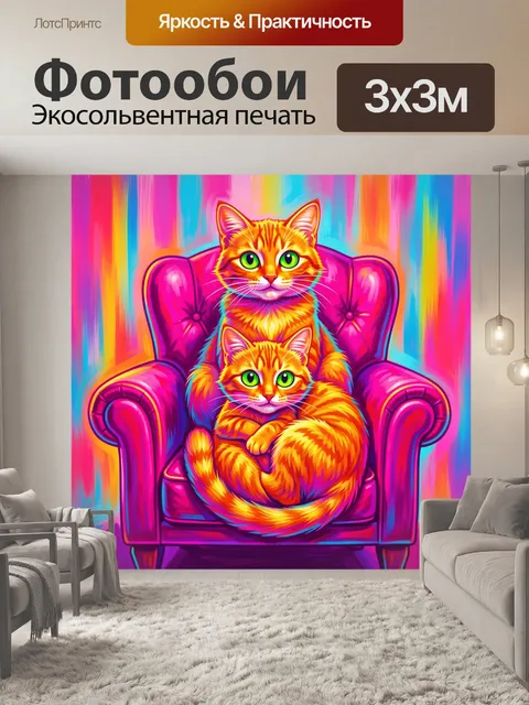 Фотообои Два рыжих кота в кресле