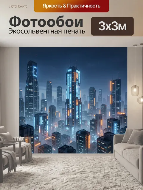 Фотообои Ночной футуристический мегаполис