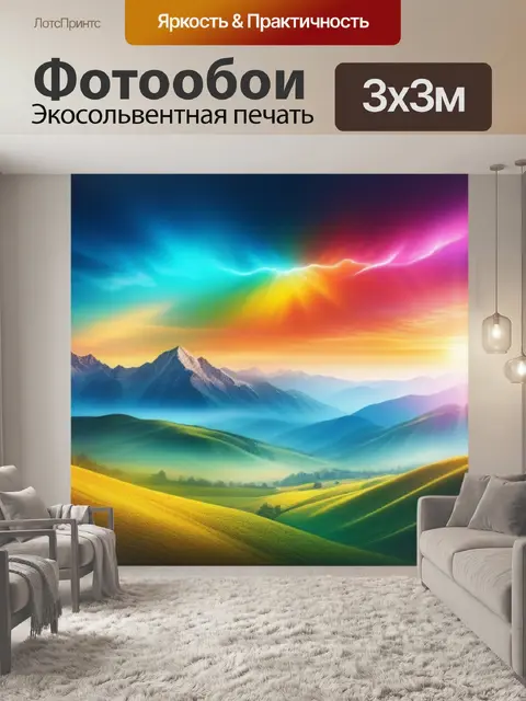 Фотообои с панорамой разноцветный