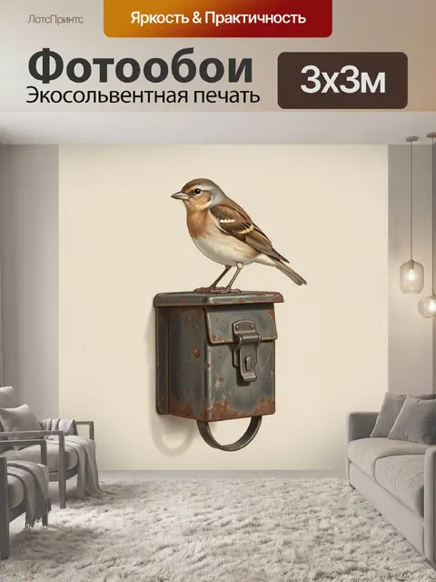 Фотообои Птичка на старом почтовом ящике