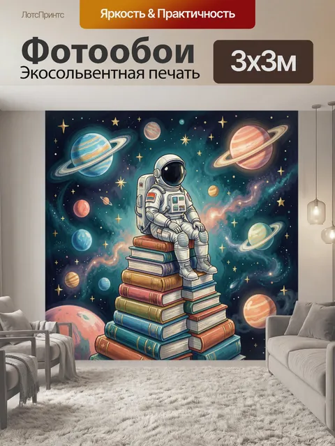 Фотообои Космонавт на стопке книг