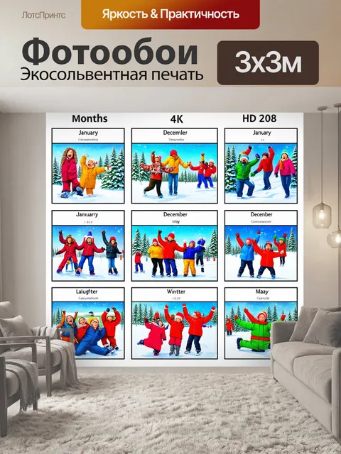 Фотообои календарь с месяцами