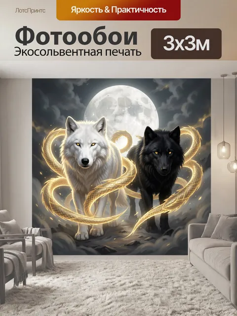 Фотообои Белый и черный волки