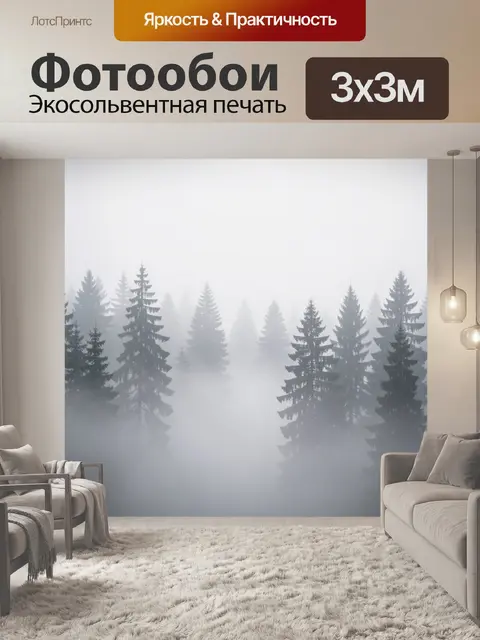 Фотообои Туманный хвойный лес