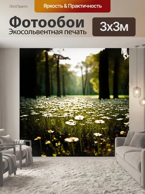 Фотообои поле луговых ромашек