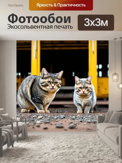 Фотообои коты, которые исследуют загадочный вокзал