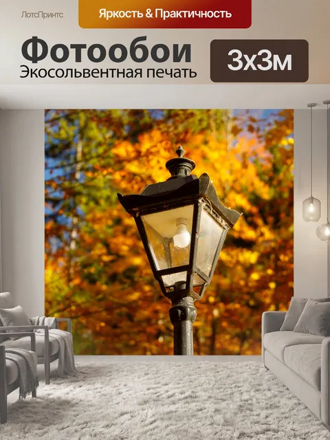 Фотообои Уличный фонарь осенью