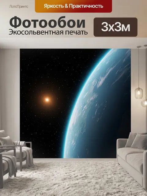 Фотообои Планета и звёздный космос