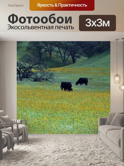 Фотообои Коровы в Wildflower Луг