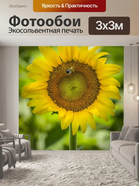 Фотообои Ярко-желтый подсолнух