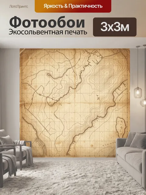 Фотообои Старинная топографическая схема местности