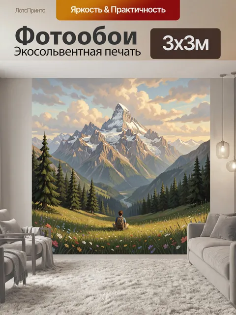 Фотообои Путешественник у заснеженных вершин