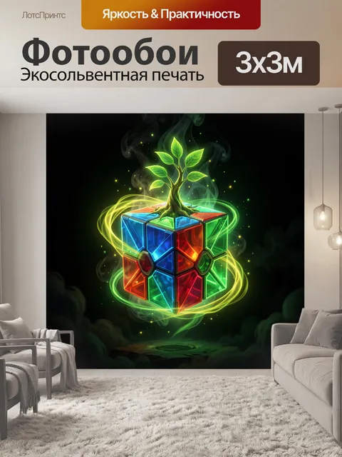Фотообои Светящееся дерево в кубе