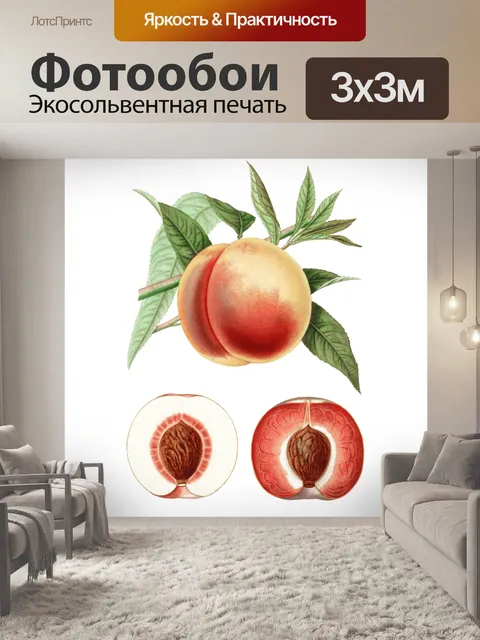 Фотообои Персиковый фрукт винтажное искусство