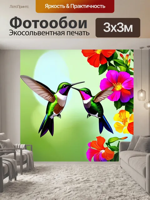 Фотообои пара красивых колибри