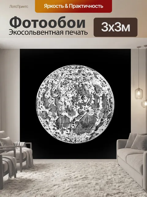 Фотообои Астрономия Лунные кратеры в полнолуние