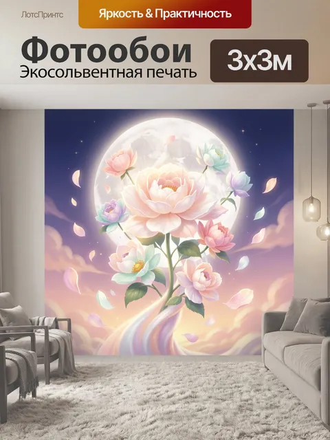 Фотообои Светящиеся цветы под луной