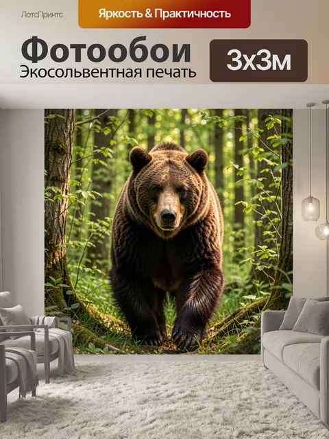 Фотообои Бурый медведь в лесу