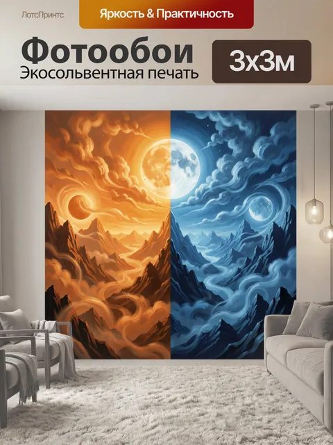 Фотообои Огненный и ледяной пейзаж