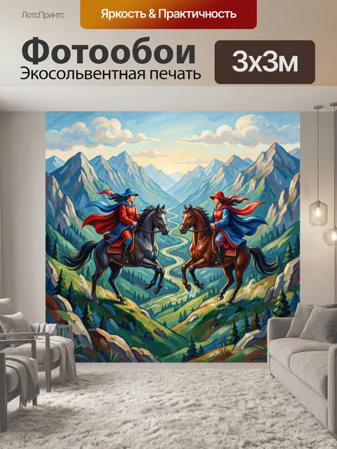 Фотообои Всадники в горной долине