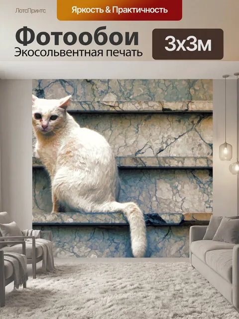 Фотообои Белый кот