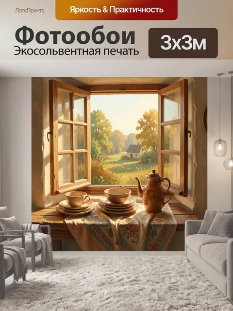 Фотообои Открытое окно в деревне