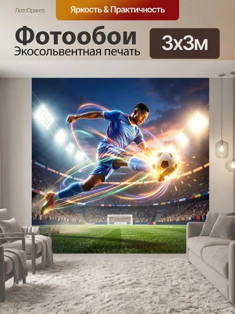 Фотообои Футболист в эффектном прыжке