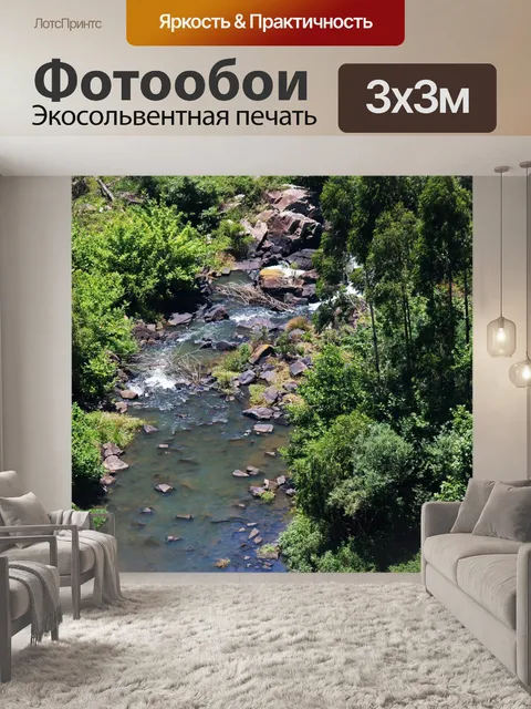 Фотообои вид с воздуха мелкой речки
