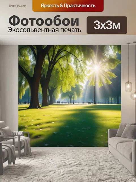 Фотообои утро в парке с солнечным светом