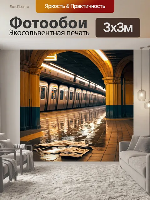 Фотообои старинная платформа метро с величественными арками