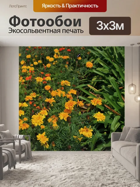 Фотообои сад патч с желтыми ноготками