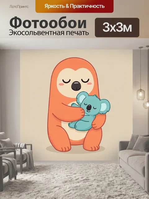 Фотообои Милый мультяшный ленивец
