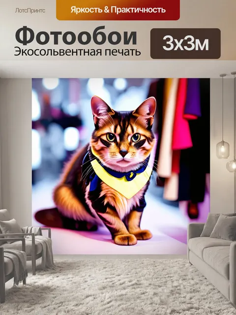 Фотообои смешаннный кот, работающий дизайнером одежды, создает кутюрные наряды для модных показов
