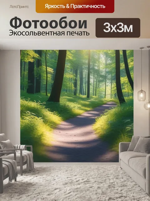 Фотообои лесная тропинка, освещенная солнцем
