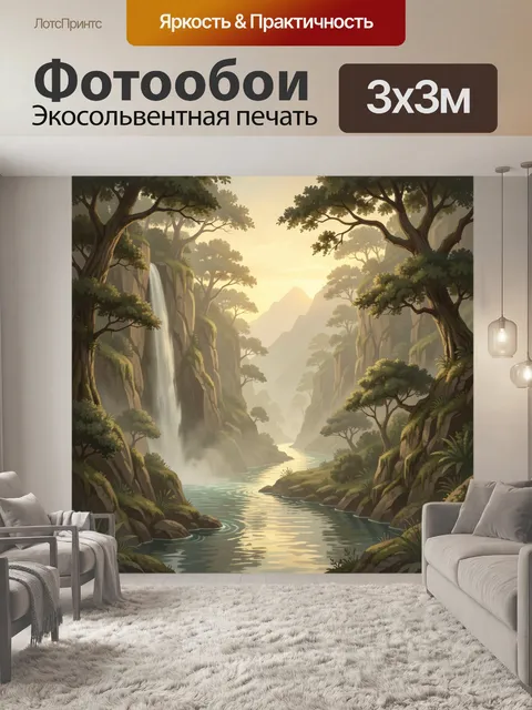 Фотообои Тропический каньон с водопадом