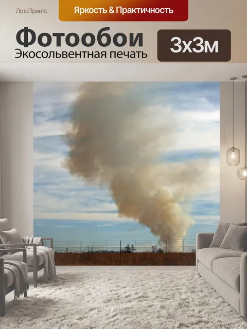Фотообои столб дыма на горизонте