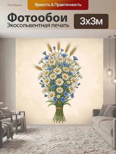 Фотообои Полевой букет с ромашками