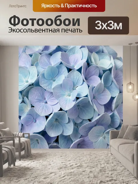 Фотообои Нежные голубые гортензии