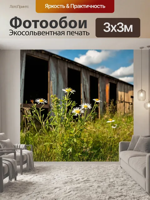 Фотообои с растениями на заброшенной ферме