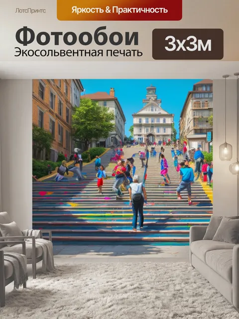 Фотообои с лестницей и людьми