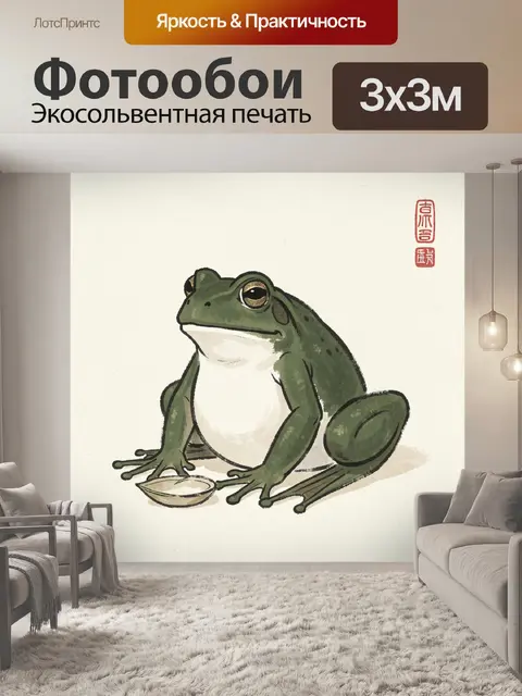 Фотообои Зеленая лягушка с чашей