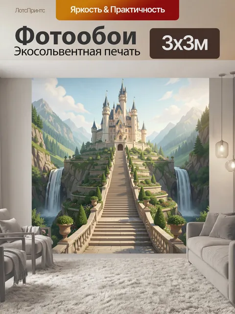 Фотообои Сказочный замок в горах