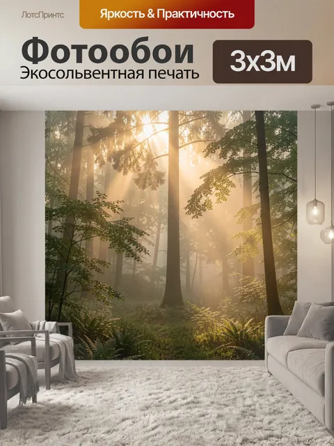 Фотообои Лес с солнечными лучами